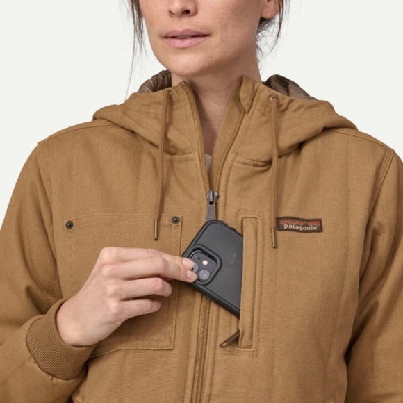 Patagonia Women's All Seasons Bomber Hoody Work Jacket Small S Coriander Brown - Picture 9 of 10